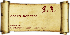 Zarka Nesztor névjegykártya